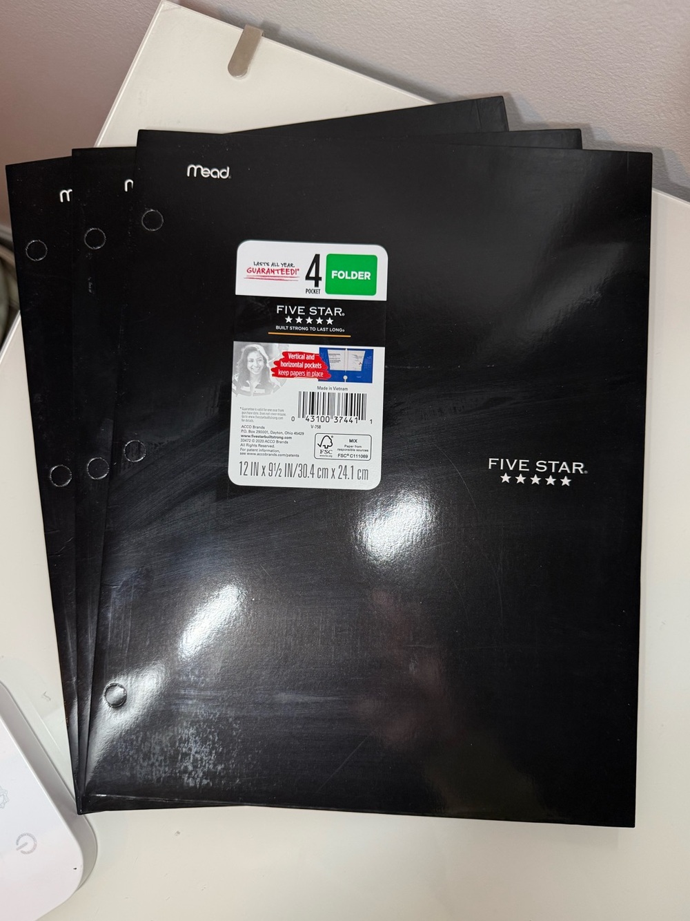 Five Star Black Pocket Folders - 3